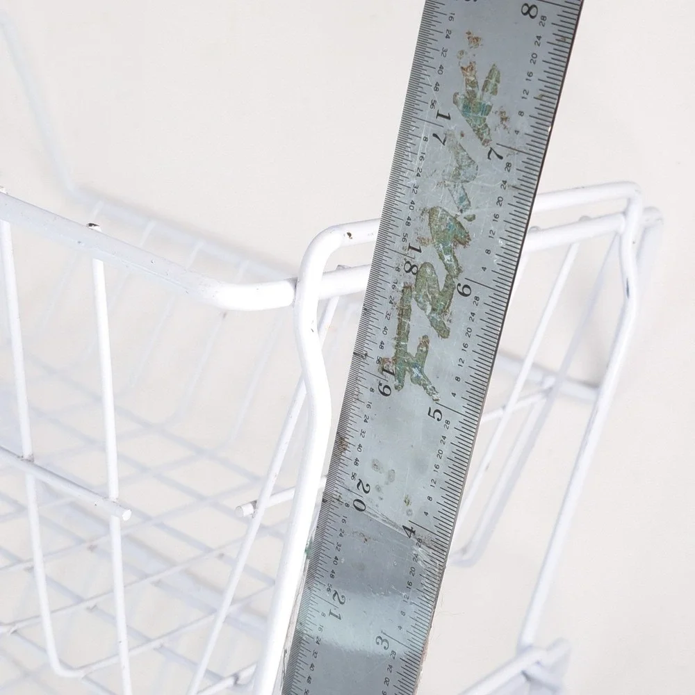 White Wire‎ Stacking Baskets Set 2 Heavy Duty Metal Storage Organizer 18x13x8in